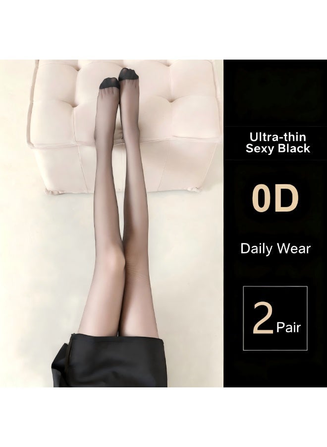 2 Pairs Daily Wear Transparent 0D Black Pantyhose Stockings Tights Socks - Image 1